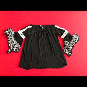 Off the Shoulder “She + Sky” Top